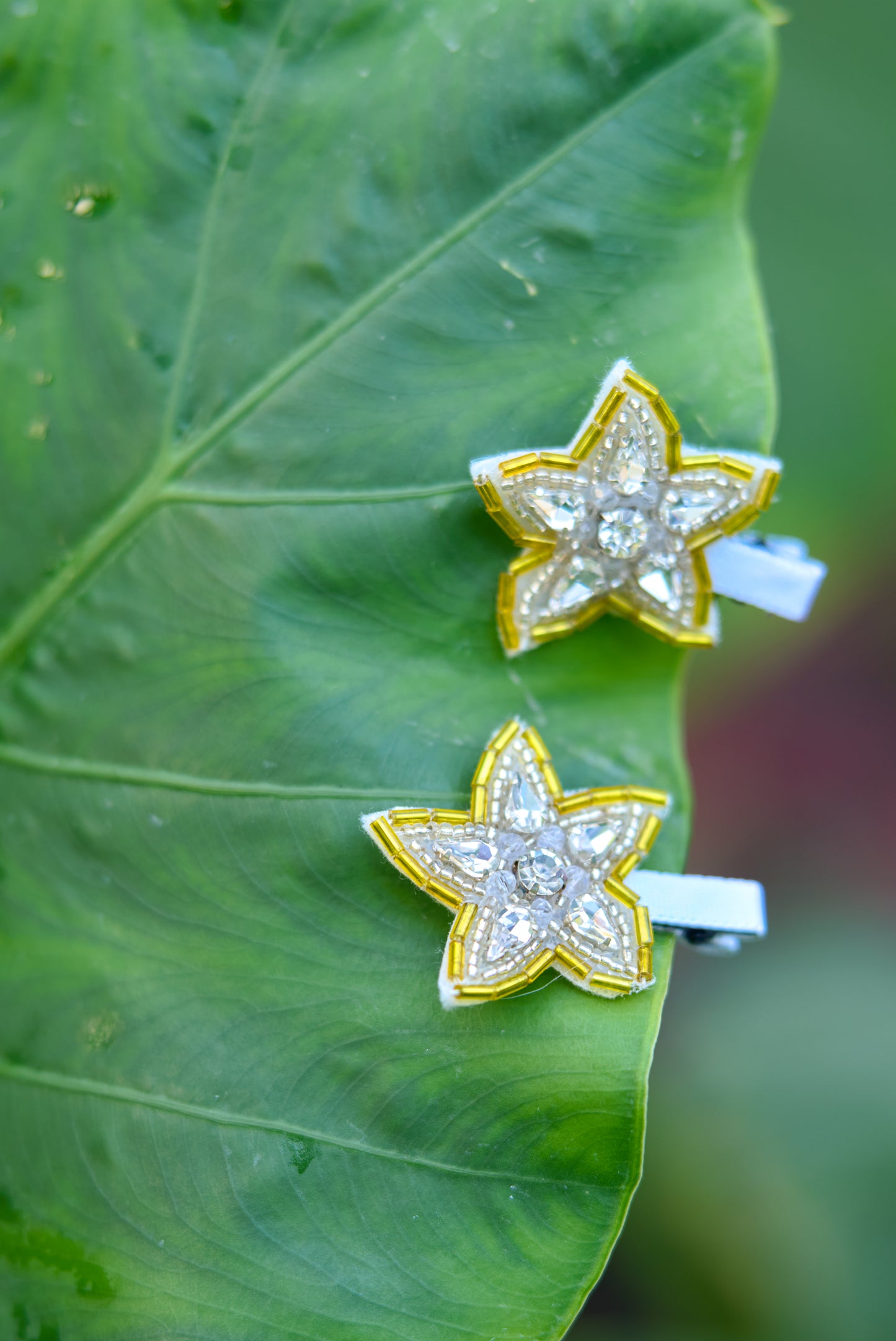 Golden Stardust Crystal Clips