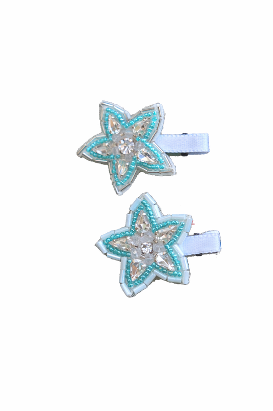 Aqua Bloom Crystal Clips
